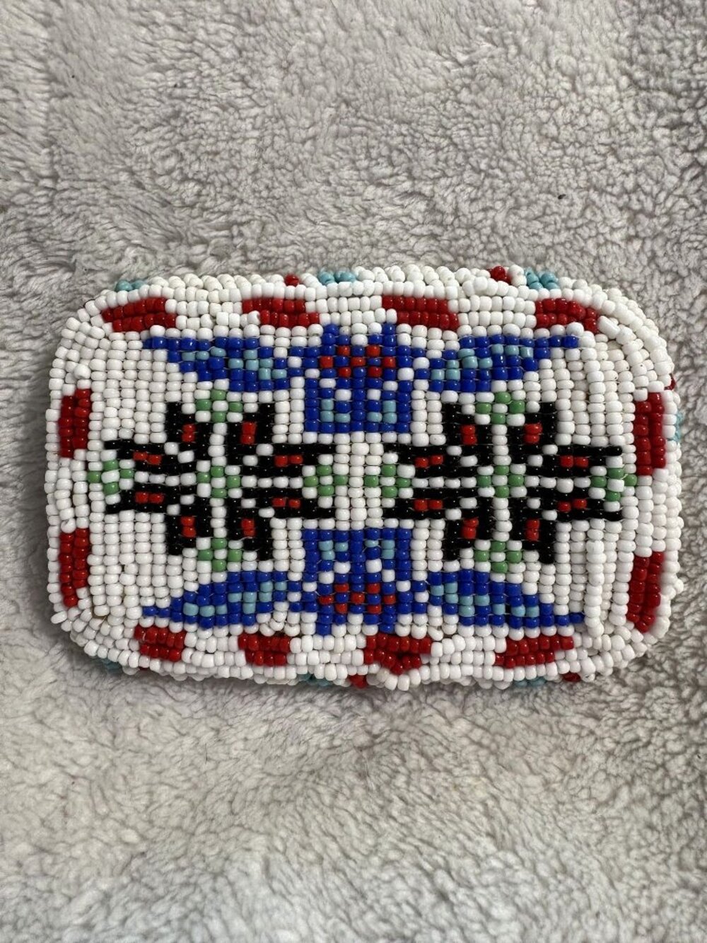 Vintage Native American Beaded Belt Buckle Handmade Glass Seed Beads 4.5”